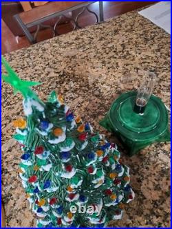 Vintage Holland Mold Ceramic Christmas Tree With Star Base 20 Tall Snow Capped