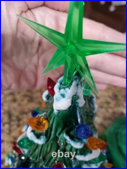 Vintage Holland Mold Ceramic Christmas Tree With Star Base 20 Tall Snow Capped