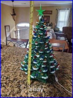 Vintage Holland Mold Ceramic Christmas Tree With Star Base 20 Tall Snow Capped