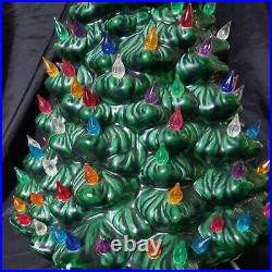 Vintage Holland Mold Ceramic Light Up Christmas Tree Green Glaze Working 20