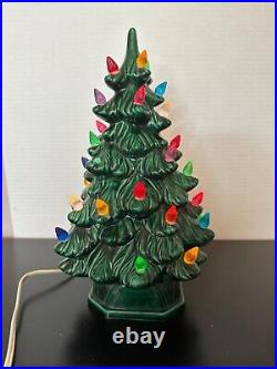 Vintage Holland Mold Ceramic Light Up Multicolor Green Christmas Tree