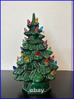 Vintage Holland Mold Ceramic Light Up Multicolor Green Christmas Tree