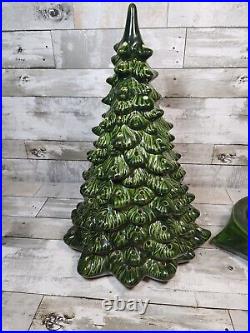 Vintage Holland Mold Ceramic Lighted Christmas Tree Large 18+ with Star Base