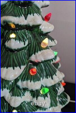 Vintage Holland Mold Ceramic Lighted Christmas Tree Large 19 with Star Base