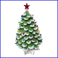 Vintage Holland Mold Flocked Ceramic Christmas Tree with Lights Star Base Large Vintage Holland Mold Flocked Ceramic Christmas Tree with Lights Star Base Large