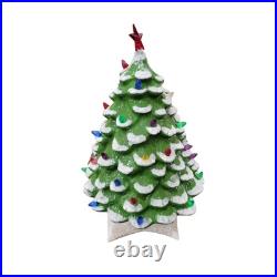Vintage Holland Mold Flocked Ceramic Christmas Tree with Lights Star Base Large Vintage Holland Mold Flocked Ceramic Christmas Tree with Lights Star Base Large