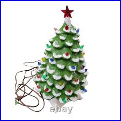 Vintage Holland Mold Flocked Ceramic Christmas Tree with Lights Star Base Large Vintage Holland Mold Flocked Ceramic Christmas Tree with Lights Star Base Large