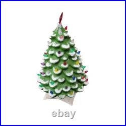 Vintage Holland Mold Flocked Ceramic Christmas Tree with Lights Star Base Large Vintage Holland Mold Flocked Ceramic Christmas Tree with Lights Star Base Large