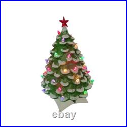 Vintage Holland Mold Flocked Ceramic Christmas Tree with Lights Star Base Large Vintage Holland Mold Flocked Ceramic Christmas Tree with Lights Star Base Large