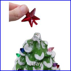 Vintage Holland Mold Flocked Ceramic Christmas Tree with Lights Star Base Large