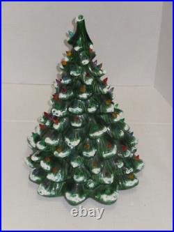 Vintage Holland Mold Flocked Musical Lighted Ceramic Christmas Tree With Base