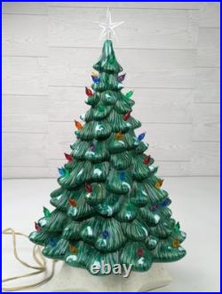 Vintage Holland Mold Lighted Ceramic Christmas Tree 21 Star Base Music Box Vintage Holland Mold Lighted Ceramic Christmas Tree 21 Star Base Music Box