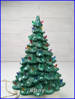 Vintage Holland Mold Lighted Ceramic Christmas Tree 21 Star Base Music Box