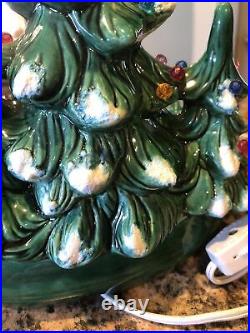 Vintage Holland Mold Lighted Ceramic Christmas Tree Candy Dish/Bowl. Decor Rare