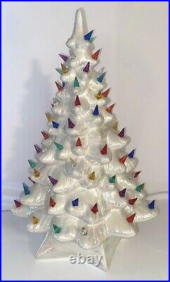 Vintage Holland Mold White Ceramic Lighted 20 Christmas Tree