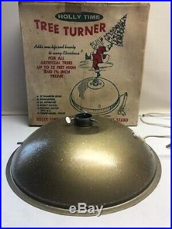Vintage Holly Time Tree Turner Revolving Musical Christmas Gold Hard To Find