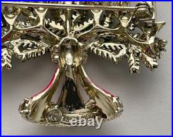 Vintage Hollycraft Christmas Tree Pin Brooch Candles Enamel Rare Htf MCM Rs Gold