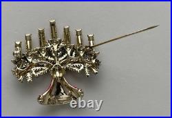 Vintage Hollycraft Christmas Tree Pin Brooch Candles Enamel Rare Htf MCM Rs Gold