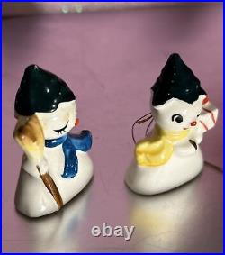 Vintage Holt 2 Rarechristmas Tree Head Snowman Mini Ornament 1958 Japan