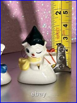 Vintage Holt 2 Rarechristmas Tree Head Snowman Mini Ornament 1958 Japan