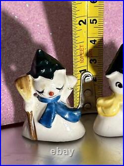 Vintage Holt 2 Rarechristmas Tree Head Snowman Mini Ornament 1958 Japan