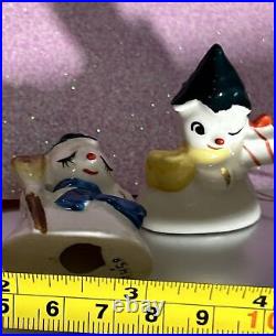 Vintage Holt 2 Rarechristmas Tree Head Snowman Mini Ornament 1958 Japan