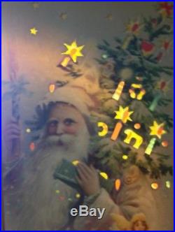 Vintage Htl Christmas Postcard Santa Claus Purple Coat/hood Tree Switches Dolls