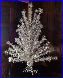 Vintage IMPERIAL 4.5 FT Deluxe Christmas Tinsel Silver Aluminum Pom Pom Tree Box