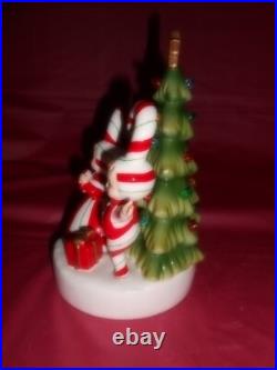 Vintage Inspired Ceramic Christmas Tree with Candy Cane Kids Figurine