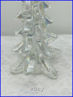 Vintage Iridescent Art Glass 10 Heavy Clear Glass Christmas Tree