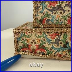 Vintage Italian Florentine Paper Bottle Brush Christmas Tree Glass Ornaments