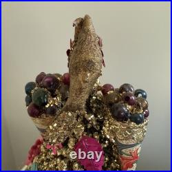 Vintage Italian Florentine Paper Bottle Brush Christmas Tree Glass Ornaments