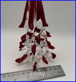 Vintage Italian Murano Glass Clear Red Tipped Christmas Tree 8