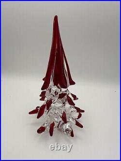 Vintage Italian Murano Glass Clear Red Tipped Christmas Tree 8