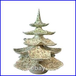 Vintage Jamar Mallory 6pc Treat Tree Ceramic Christmas Tree 15 White Speckled