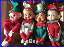 Vintage Japan Elf Elves Pixie Lot Knee Hugger Christmas Felt Ornaments tree top