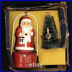 Vintage Japan Santa Christmas Tree Lantern Battery Operated Boxed Set Twinkle