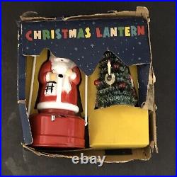 Vintage Japan Santa Christmas Tree Lantern Battery Operated Boxed Set Twinkle