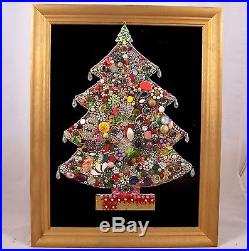 Vintage Jeweled Lighted Christmas Tree Picture Framed Not Working Project