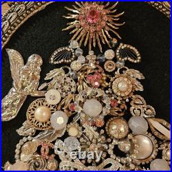 Vintage Jewelry Art CHRISTMAS TREE. 12x 17 1/4 Oval Metal Frame