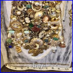 Vintage Jewelry Art Christmas Tree Framed Signed With Lights Vintage Jewelry Art Christmas Tree Framed Signed With Lights