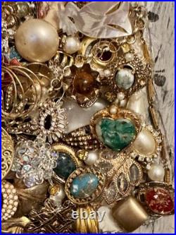 Vintage Jewelry Art Christmas Tree Framed Signed With Lights