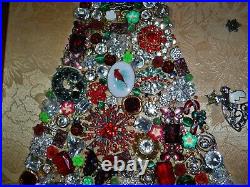 Vintage Jewelry Art Christmas Tree, Super Estate Frame, Signed & Framed