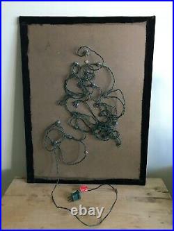 Vintage Jewelry Christmas Tree Framed Art Handmade 24 x 18 Lights Up