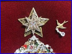 Vintage Jewelry Christmas Tree Rhinestone Framed Art Angel Star Bird Bible Star
