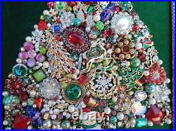 Vintage Jewelry Framed CHRISTMAS TREE SANTACandy CaneRudolphSnowman