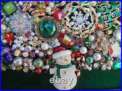 Vintage Jewelry Framed CHRISTMAS TREE SANTACandy CaneRudolphSnowman