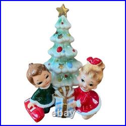 Vintage Josef Originals Christmas Christmas Tree Boy and Girl Rare MCM
