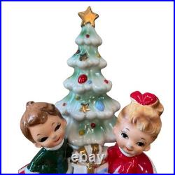 Vintage Josef Originals Christmas Christmas Tree Boy and Girl Rare MCM