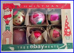 Vintage Jumbo Fantasia Christmas Tree Ornaments Poland Glass Hand Painted Balls